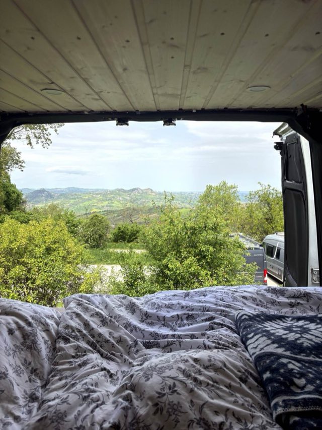 Ausblick vom Bett nach draußen